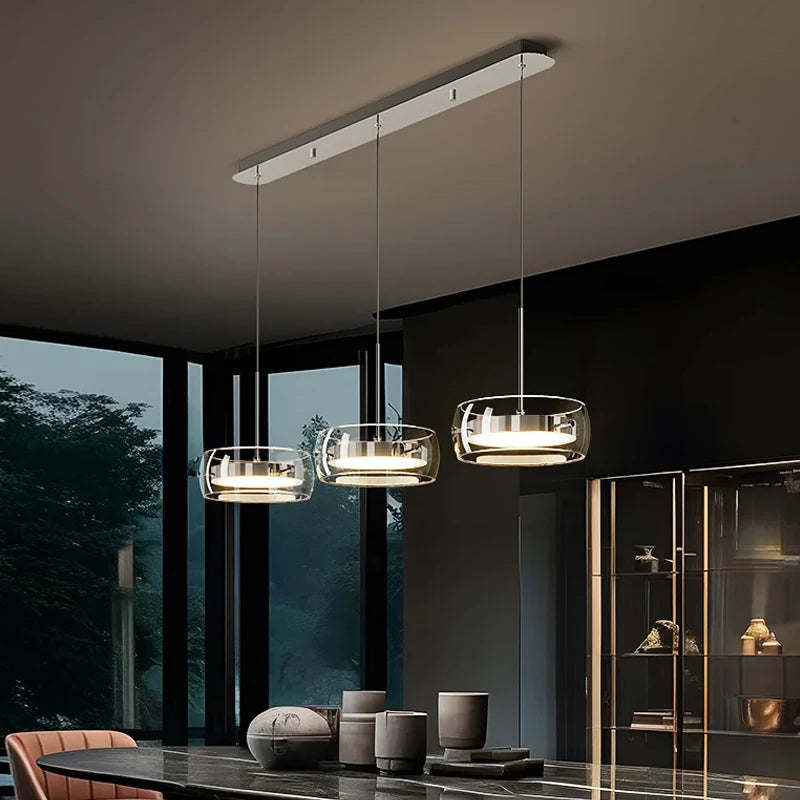Lampe LED Suspendue Moderne en Verre pour Salle à Manger