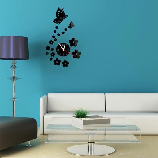 Autocollants Muraux - CrystalButterflyClocks™ - Noir - L'élégance a du style