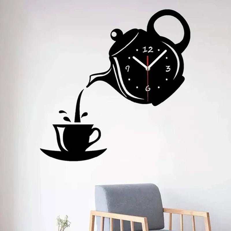 Horloge Murale - CupTeapotWallClock™ - Noir - L'élégance a du style